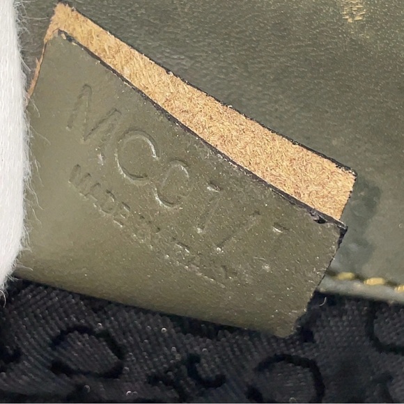 Auth Celine C Macadam Pattern Canvas x Leather Khaki Hand Bag handles have wear - Picture 12 of 16